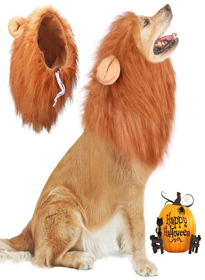 Vivifying Lion Mane for Dog, Adjustable Halloween Lion Costume Wig with Ears for Medium and Large Dogs, Realistic & Funny Accessory Perfect for Parties and Photoshoots (Large, Dark Brown) - Image 1